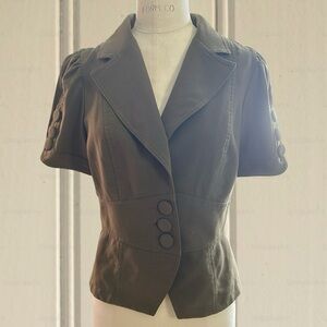 Vintage Zinc Fitted Short Sleeve Jacket Olive Green Women's Size Large y2k 90s